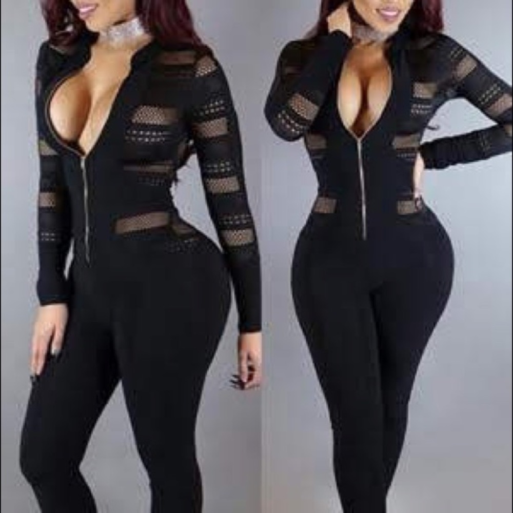 Black long sleeved jumpsuit